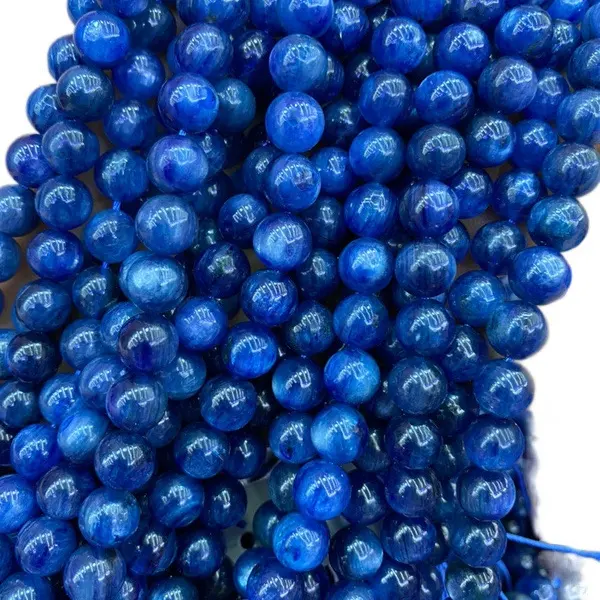 Perles de pierres semi-précieuses en Kyanite bleue, pierres naturelles, pour la fabrication de bijoux, 6mm, 8mm, vente en gros