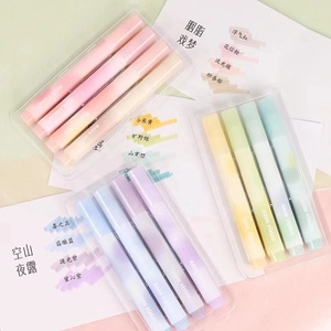 炫目软头荧光笔大容量创意彩色标记键手册塑料荧光笔套装4件 - Product Image 3