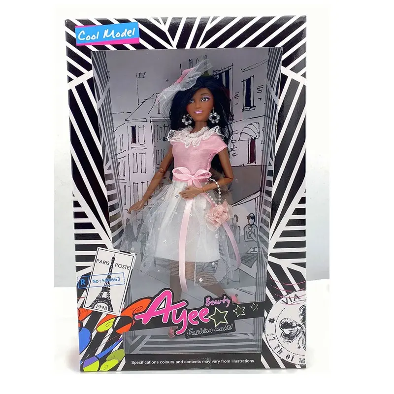 12.5 inch jointed black fashion africa american Summer trend pretty girl doll