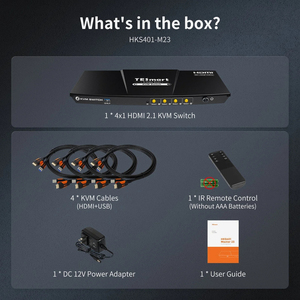 TESmart 4端口8K60 HDMI 2.1 KVM交换机，带ADI芯片EDID 4K144Hz，用于游戏4 PCs 1显示器USB 3.0 4x1 KVM交换机 - Product Image 6