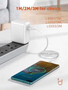 LDNIO LS551 <strong>20Cm</strong> 1M 2M 3M Pvc <strong>Usb</strong> Cable <strong>Usb</strong> Fast Charging Cable for Micro Type C Data Cable for Iphone Android