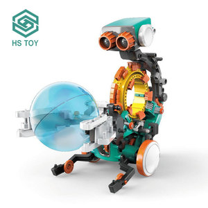 HS 5 en 1 bloques de construcción de juguete electrónico de plástico de dibujos animados con modelo de Robot programación mecánica Emo China para niños