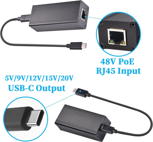 2.5GPD2CBT-20V Gigabit RJ45 para Tipo C 1000Mbps Conversor/poe para Tipo-C para Gigabit PoE Conversor Adaptador Ethernet POE para Telefone