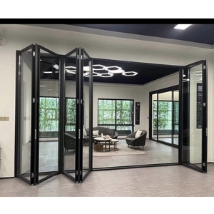 Hiện Đại Nội Bộ có thể khóa accordion trượt pared de Cristal plegable đôi low-e Kính Patio cửa văn phòng phân vùng tường - Product Image 3