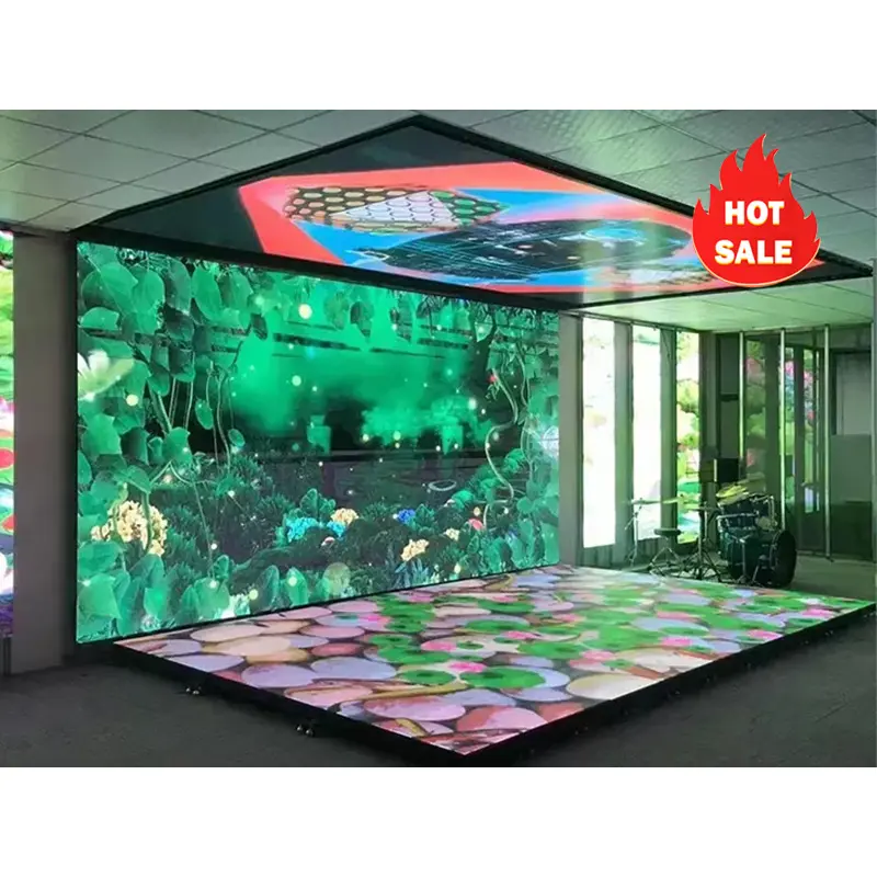 אינטראקטיבי וידאו שלב ריקוד רצפת Stand LED לוחות קיר מסך מגע תצוגה דיגיטלית מלא צבע אריח קיר לריקודים משחקים