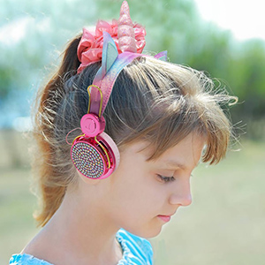 Kids Wireless Headphones for Kids Unicorn Bluetooth Headphones w/Microphone Adjustable Headband Over On Ear Headset Earphone
