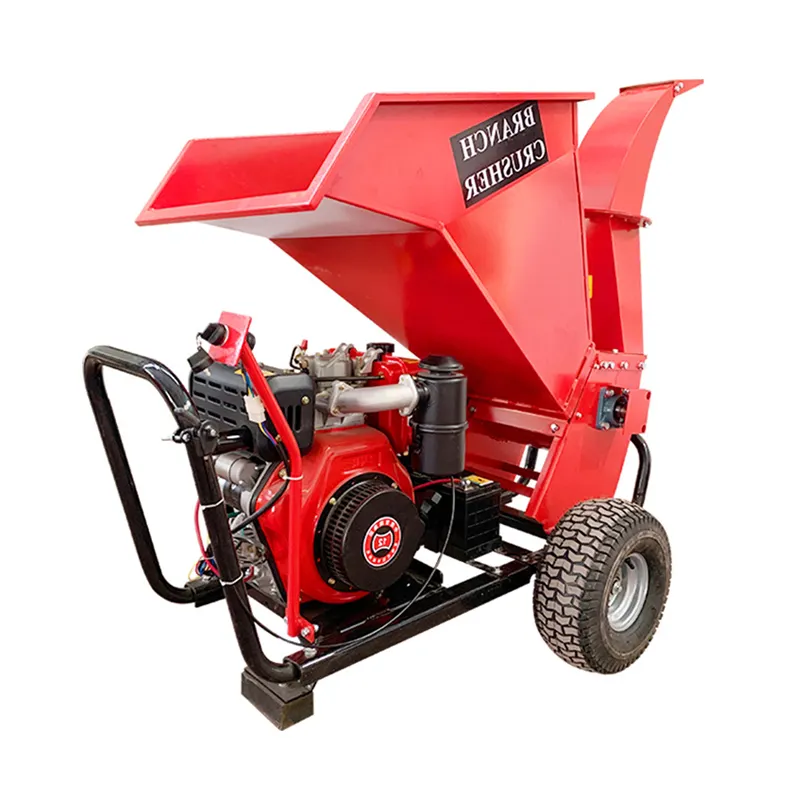 Cutting 12cm Movable Garden Tool Tree Branch Log ATV Wood Chipper with Powerful 15 HP Gasoline Diesel Engine