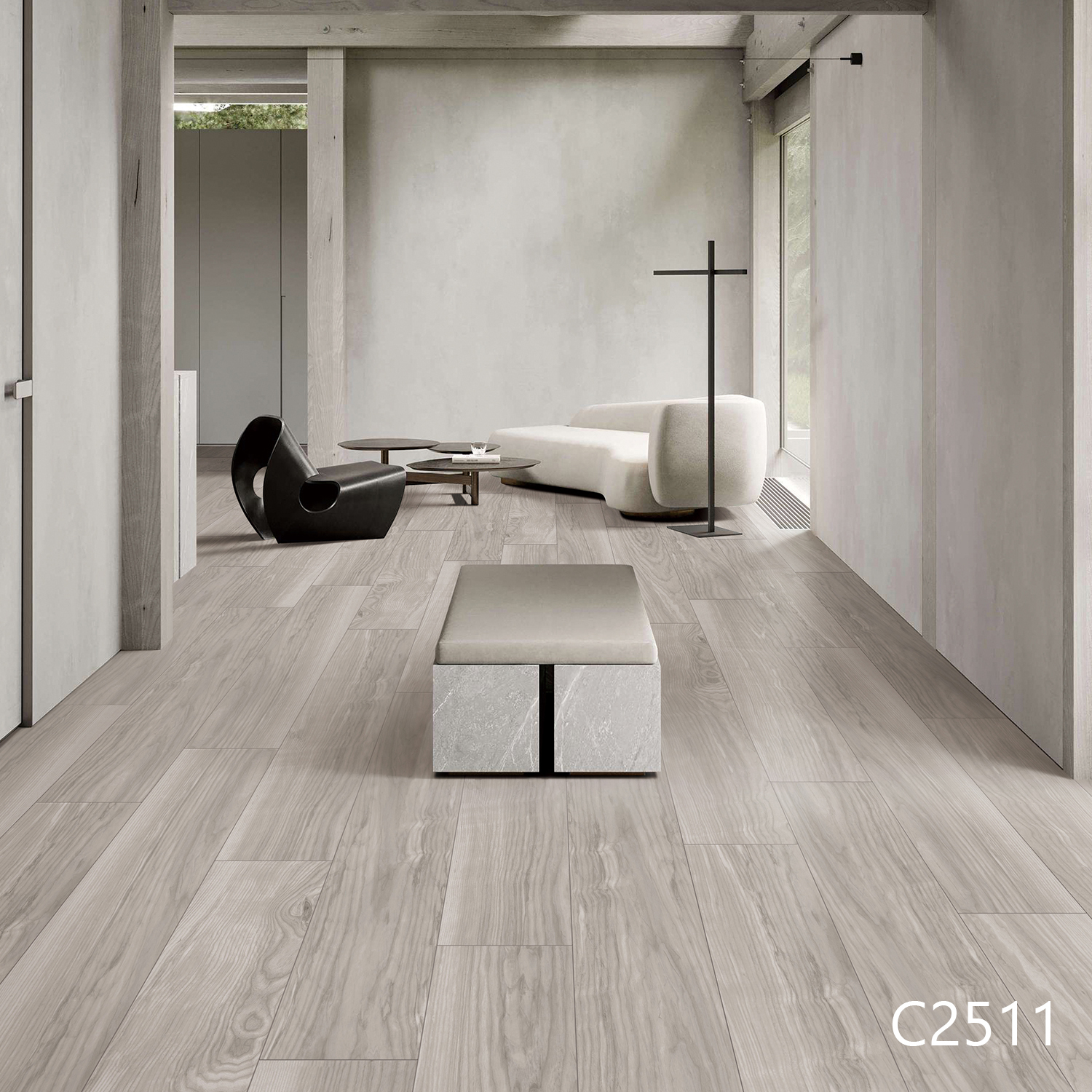 C2511 - Carreau de sol chêne gris clair froid