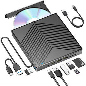 带sd卡读卡器和USB端口的外部光盘 +/-RW驱动器，用于笔记本电脑的USB 3.0 USB-C光盘驱动器刻录机