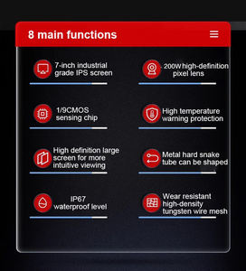 شاشة 7 بوصة ، منظار صيانة بكاميرا عالية الدقة ، عدسة مزدوجة ، بكاميرا عالية الدقة ، كشف ترسيب الكربون للسيارة بمحرك - Product Image 6