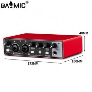 6.35MM入力XLR 6.35MMライブ放送用オーディオサウンドカードインターフェース48Vパワーメタルミキサープロ仕様ライブ用サウンドカード - Product Image 5