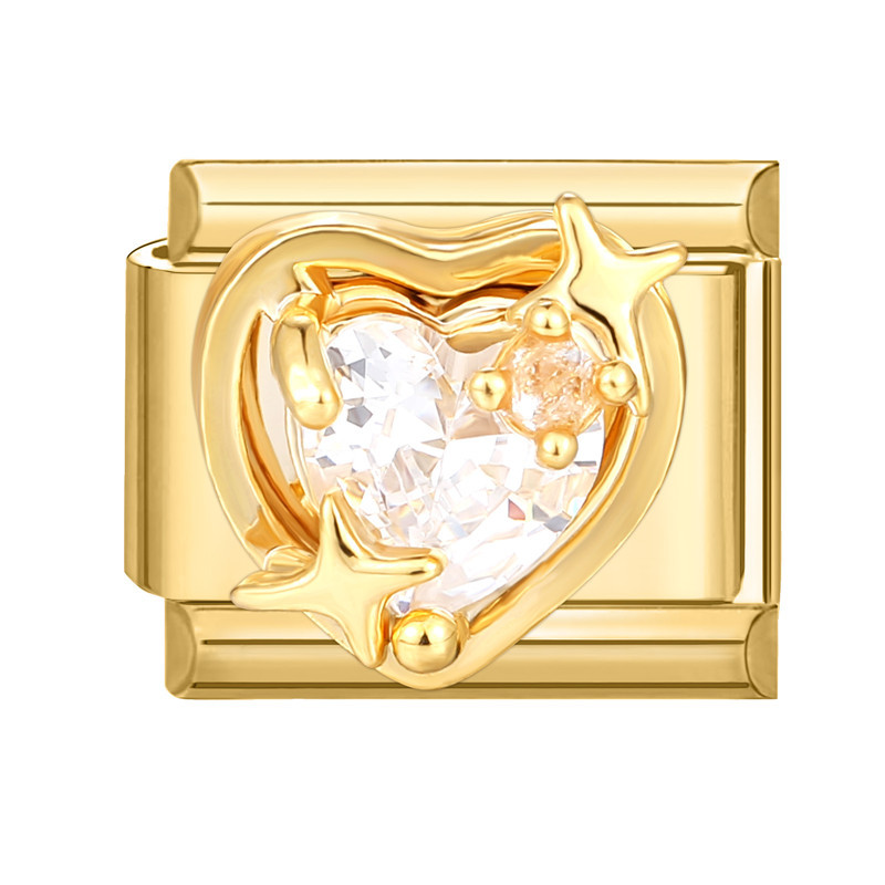 White heart diamond on gold