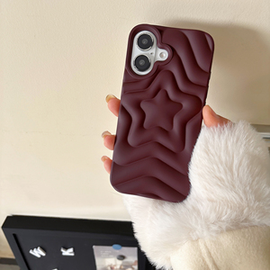 3D Cute Stars Wave Pattern Soft TPU Phone Case for iPhone 13 14 15 16 Pro Max Stylish Matte Solid Color Shockproof Cover <strong>Shell</strong> - Product Image 2