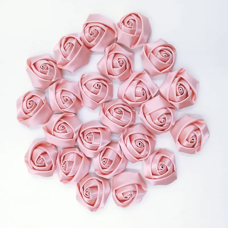 Decorativi Fatti A Mano Nastro di Raso Rosa Fiori per la Cerimonia Nuziale Bouquet Da Sposa