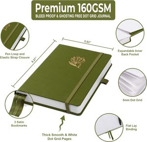 Diario punteggiato senza spurgo carta bianca spessa 200 pagine a griglia di punti numerate quaderni di proiettili punteggiati - Product Image 2