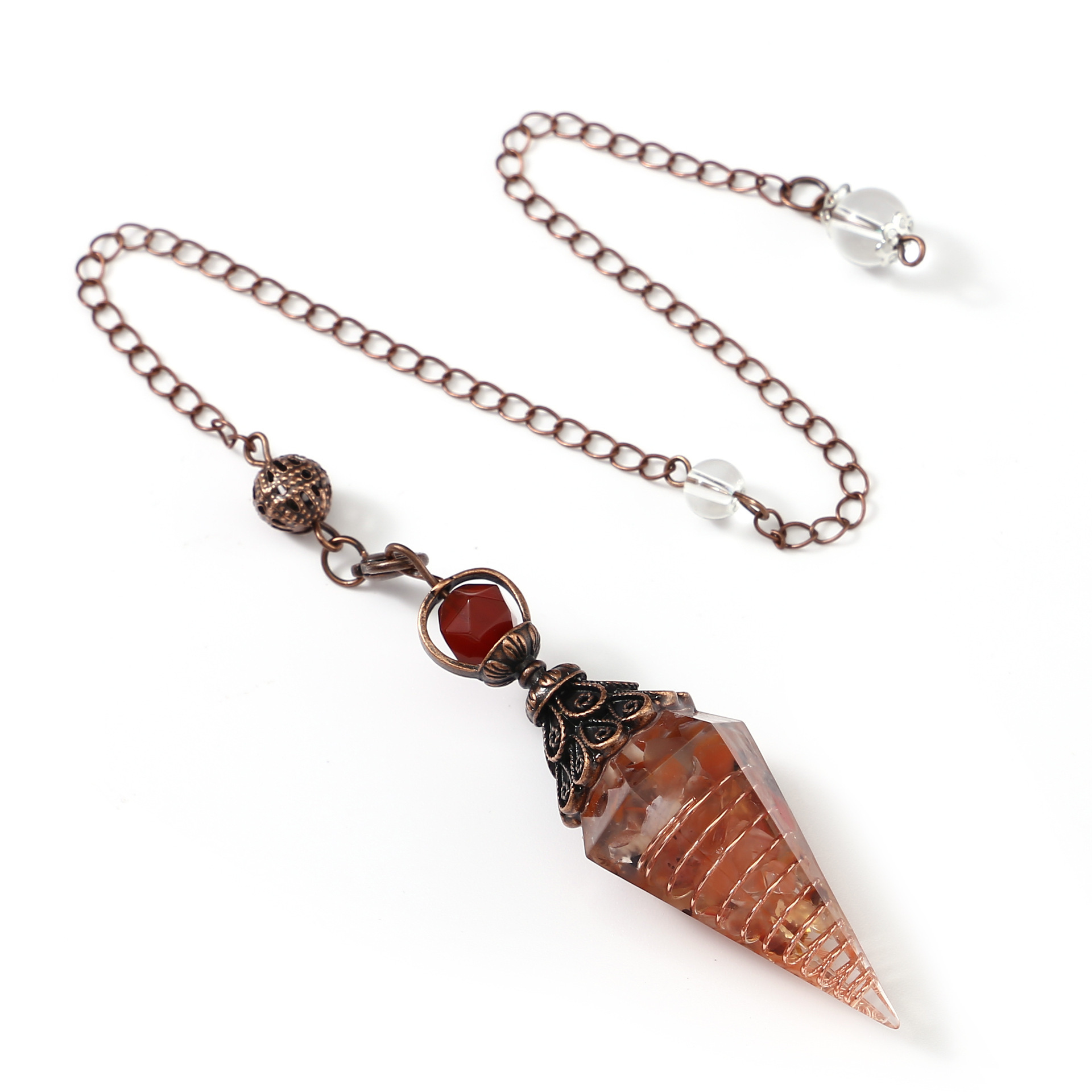 Red agate+Bronze chain