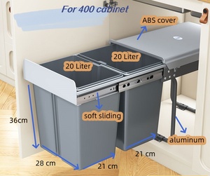 Cubo de basura de plástico para cocina HNOSS, cubos de basura dobles con cubo de basura integrado extraíble deslizante - Product Image 4