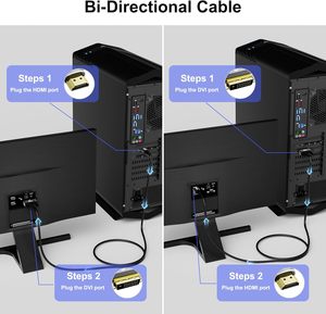DVI bidireccional de 10 pies para cable HDMI, conectores chapados en oro, adaptador macho a macho para 1080P para monitor de computadora Raspberry Pi - Product Image 2