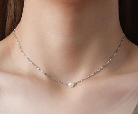 2-Silver Single Pearl 40+5cm