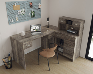 Comunicate-muebles de diseño moderno para el hogar, mesa delantera blanca para ordenador de oficina, madera, altura ajustable con estantería - Product Image 6