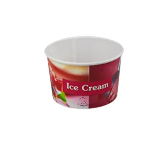 Envase desechable de papel para yogur, recipiente para helado con tapas, vaso de papel para helado