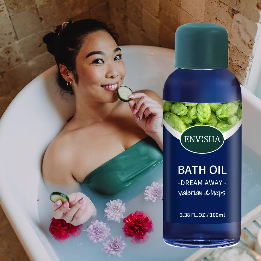 Label privé Huile corporelle beauté végan hydratante apaisante fleur de houblon Huile essentielle de bain massage