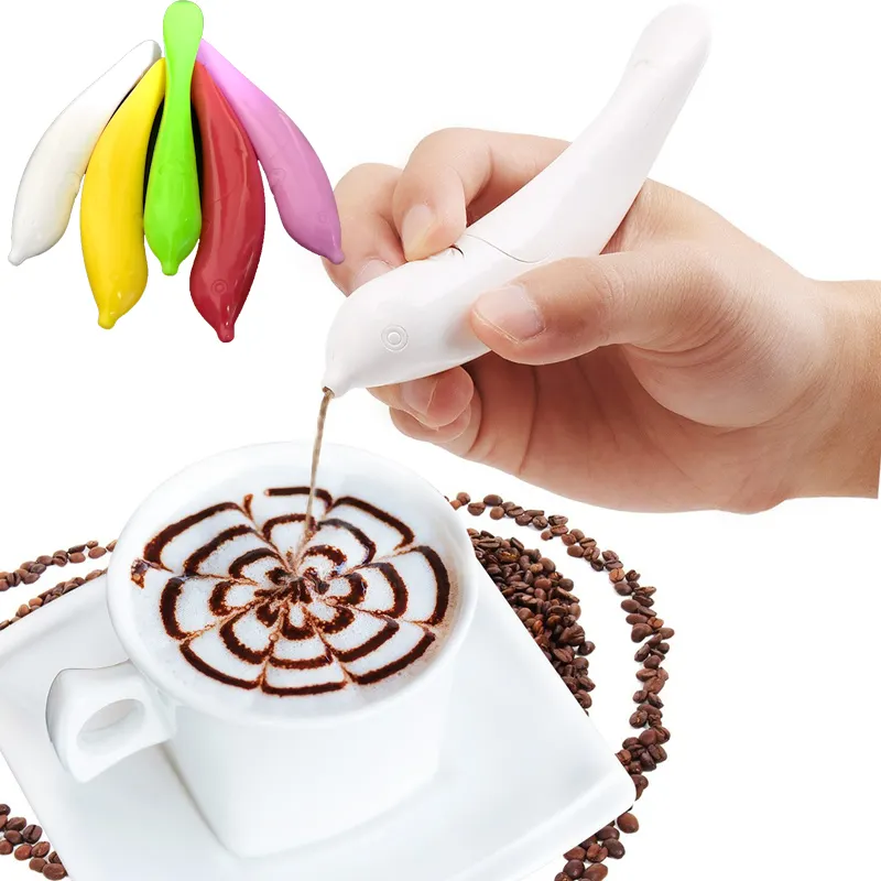 Caneta de café com latte elétrica, caneta para decoração de bolo café, tempero, utensílios de confeitaria