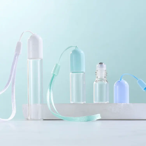 3ml 5ml 10ml Empty Glass Bottle with Stainless Steel Roller Ball Colored Hanging Cap Essential Oil Clear <strong>Perfume</strong> Roll on Bottle - Product Image 4