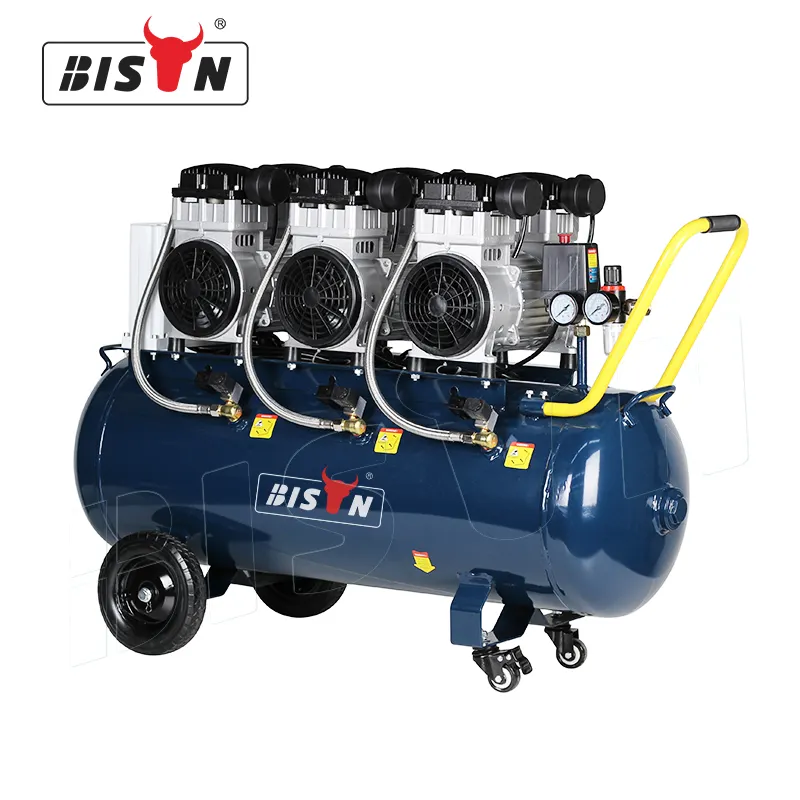 BISON 3.3kw eccezionale compressore d'aria elettrico silenzioso portatile senza olio da 100 litri per utensili pneumatici