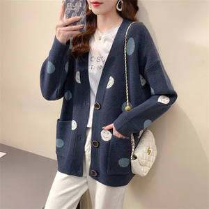 彩色格子开衫毛衣长袖针织钩针开衫 - Product Image 6