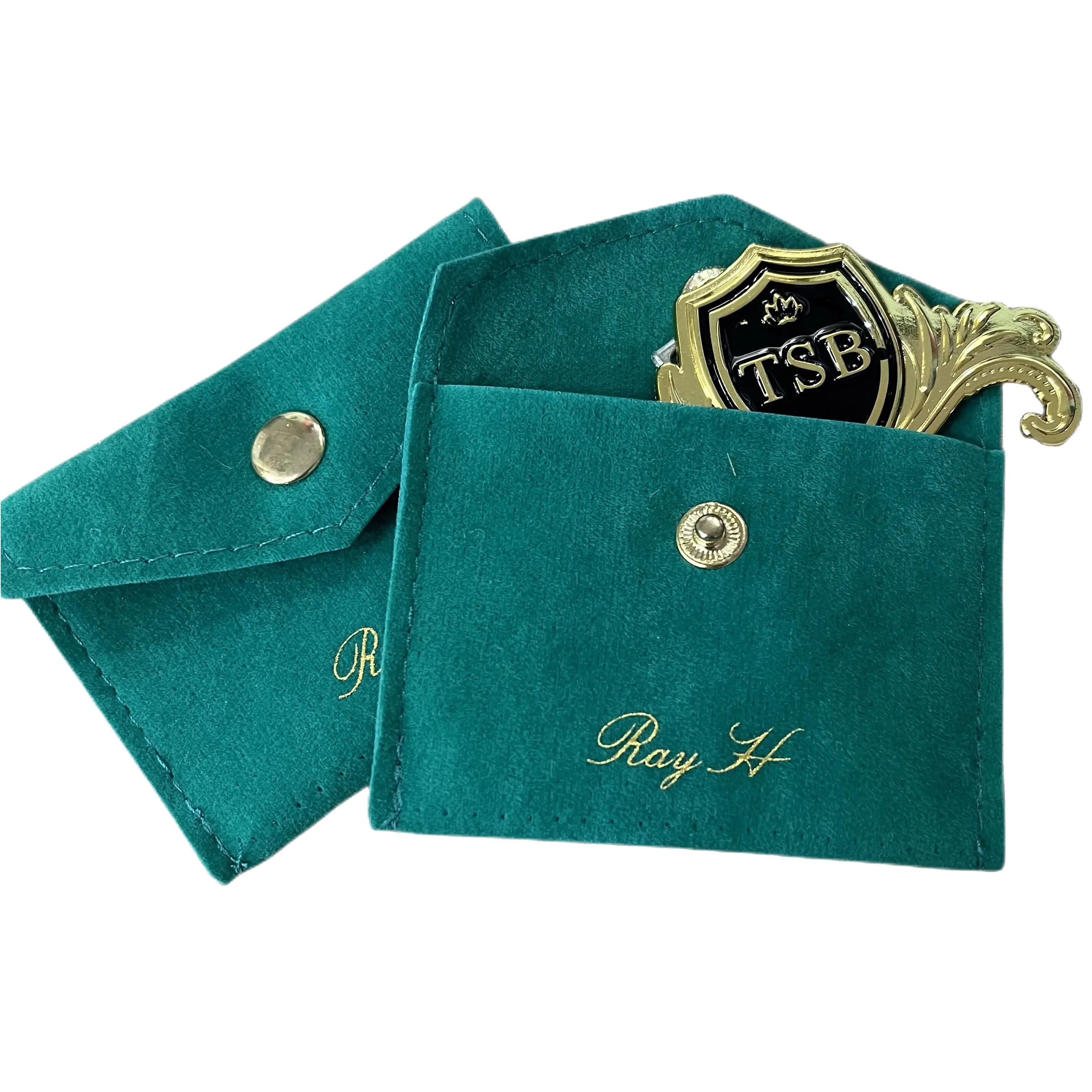 Mini sacchetti di lusso di gioielli in velluto avorio verde disegna sacchetti di gioielli in microfibra regalo con cordino con logo personalizzato