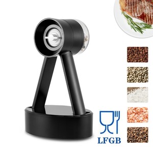 新品厨房工具单手塑料手动香料磨盐磨黑胡椒和盐研磨机，带玻璃罐和底座 - Product Image 4