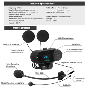 T-COM SC Hot Selling bluetooth <strong>Intercom</strong> with Screen Helmet <strong>Intercom</strong> - Product Image 3