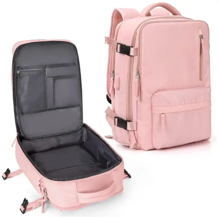 New Fashion High Quality Large Durable Waterproof Nylon Pink Women's Travel Shoes And Insulation Backpack For Ladies Women