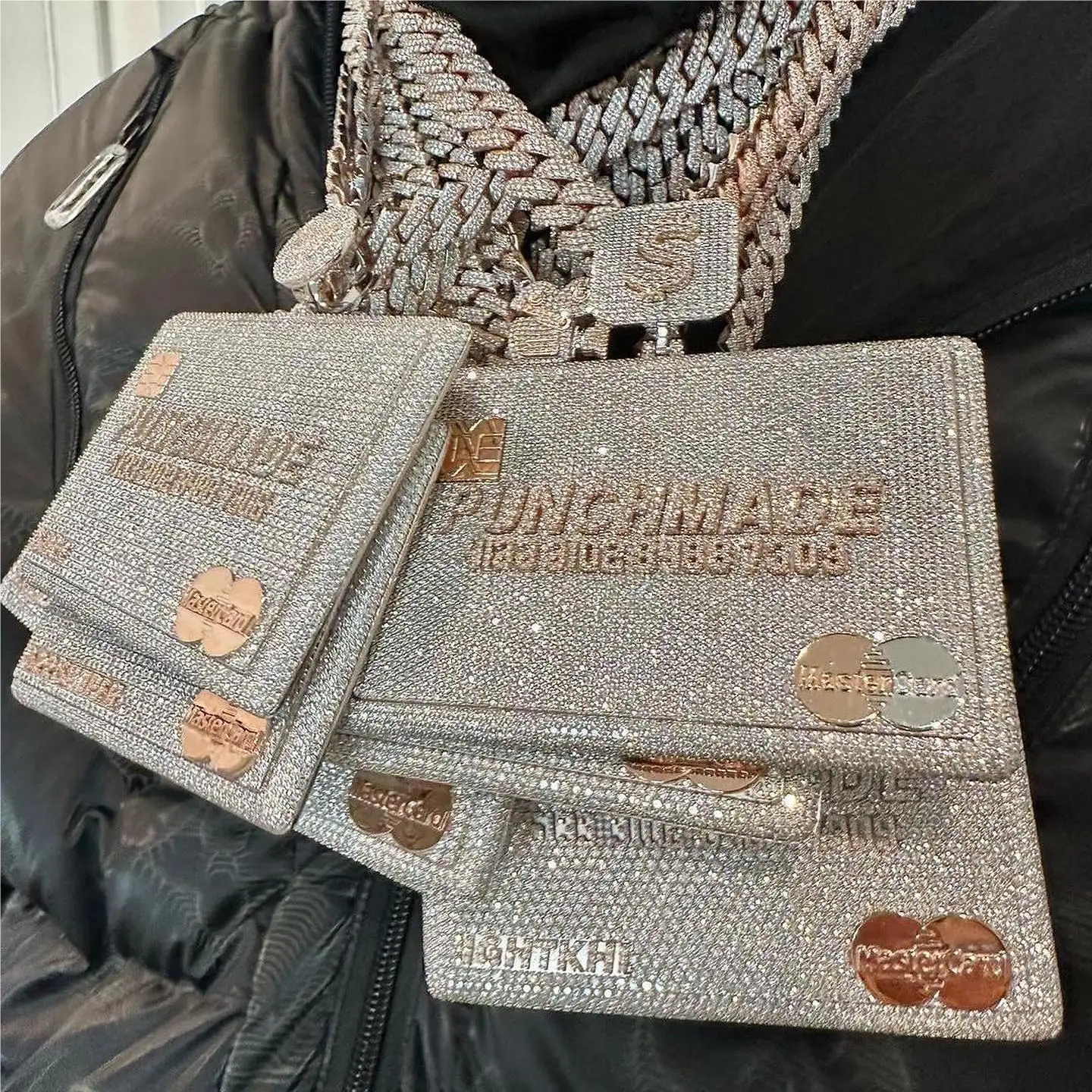 Sıcak Hip Hop takı katı 925 ayar gümüş VVS Moissanite elmas buzlu Out küba Link zinciri ile özel kredi kartı kolye