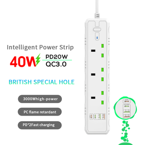 Combo diseño Gsm extensión de toma de corriente portátil Multi extensión enchufe 4 vías 2usb tira de alimentación - Product Image 3