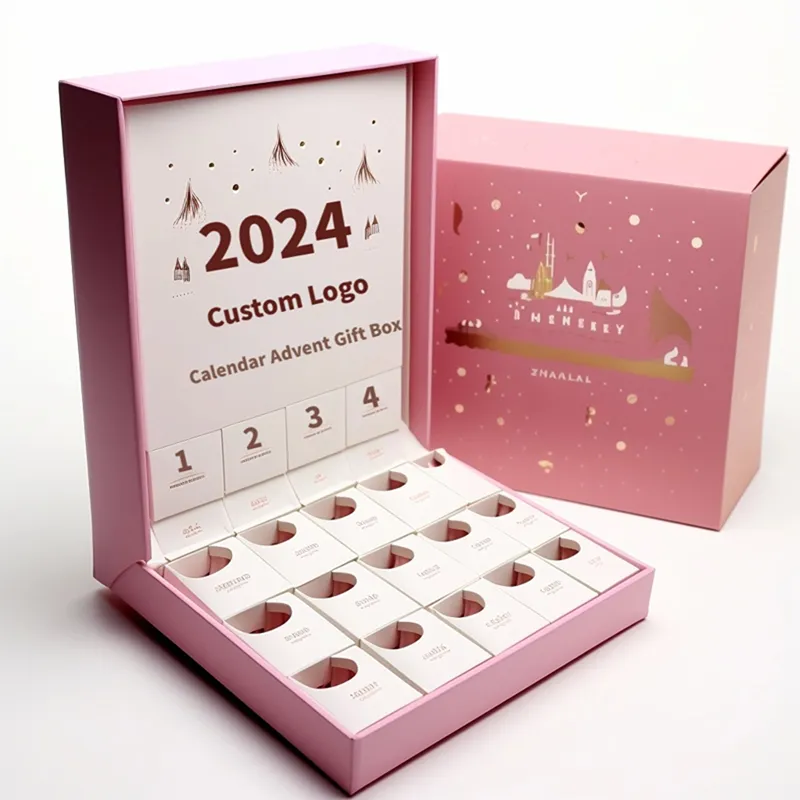 Personalizado luxo design embalagem presente vazio Natal beleza maquiagem cosméticos 25 dias advento calendário caixa