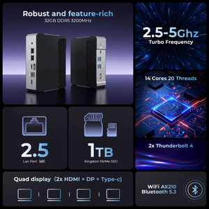 13th 12th Gen Core I5 I7 I9 13900H Win11 Mini bilgisayar masaüstü DDR5 çift 2.5G Ethernet WiFi6 Thunderbolt 4 yeni oyun bilgisayar - Product Image 5