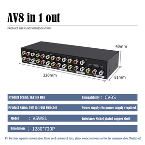 Conmutador de audio y video 8 en 1 salida AV Sharer RCA CVBS Lotus Stand Set-top Box - Product Image 5