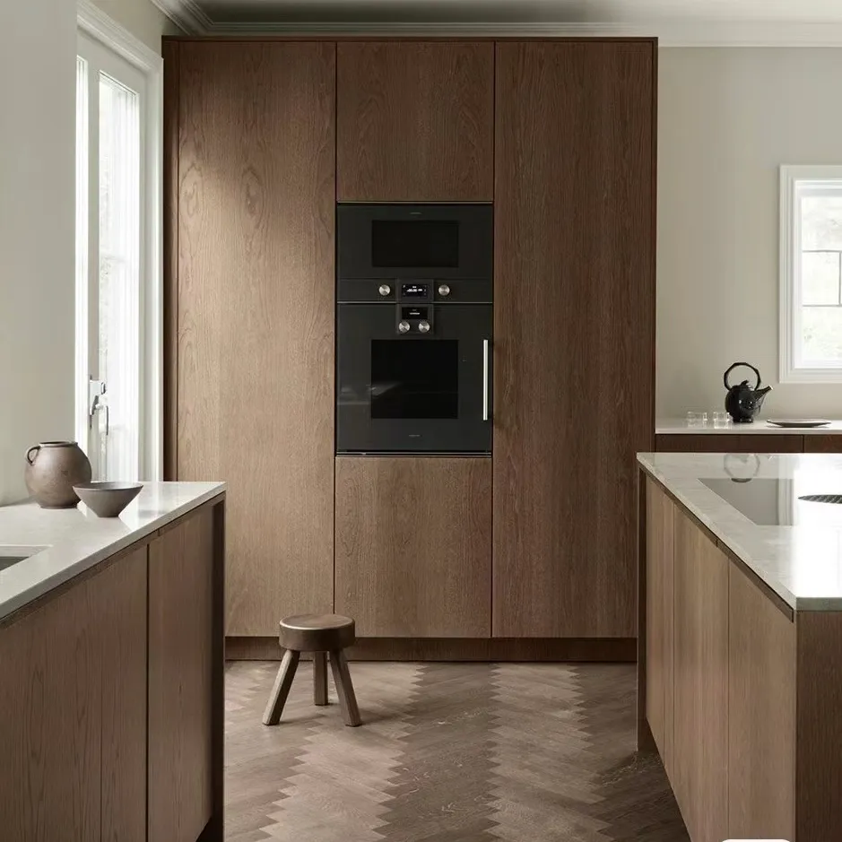 Mueble de cocina moderno con diseño de madera de nogal, mueble de cocina moderno con Isla