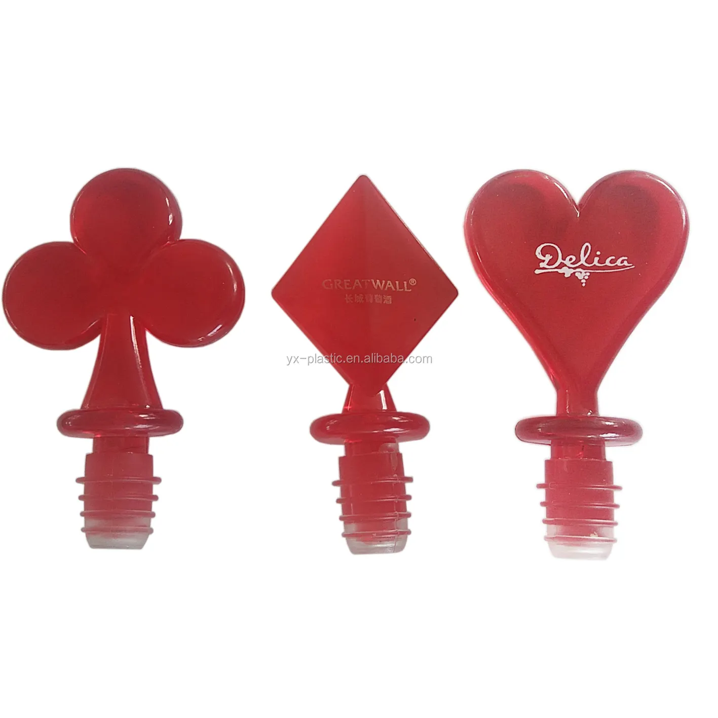 plastic wine bottle stoppers 4pcs pack in poker design