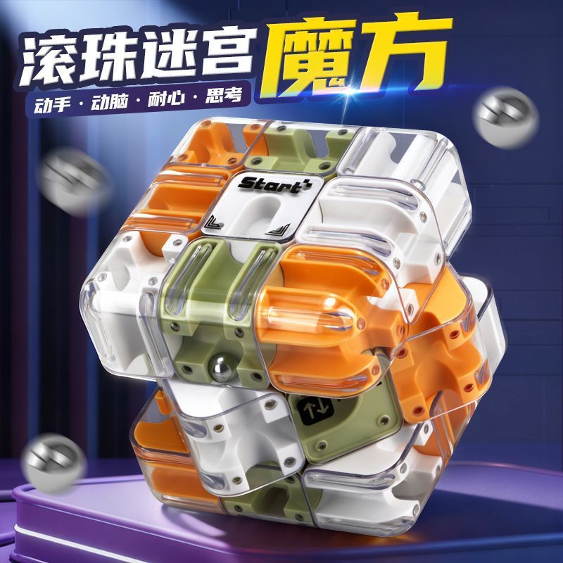 labyrinthe de boules 3d3d orange vert cube