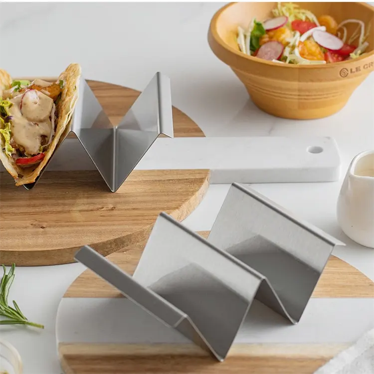 Ofen Geschirrs püler Grill Safe Taco Shell Tray Einweg Taco Halter Stand Rack Set aus Edelstahl
