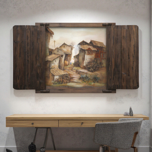 Tranh vẽ tĩnh vật hình khung cửa nông thôn Tujia Trung Quốc thủ công bằng đá sa thạch, tranh treo tường trang trí bằng gỗ, phong cách cổ điển, sản xuất tại Trung Quốc - Product Image 4