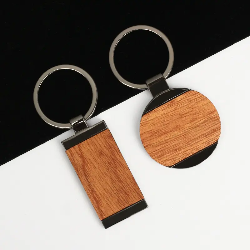 fashion design customized blank retractable round wooden laser wood keychain custom made cheap souvenir wood name logo key chain