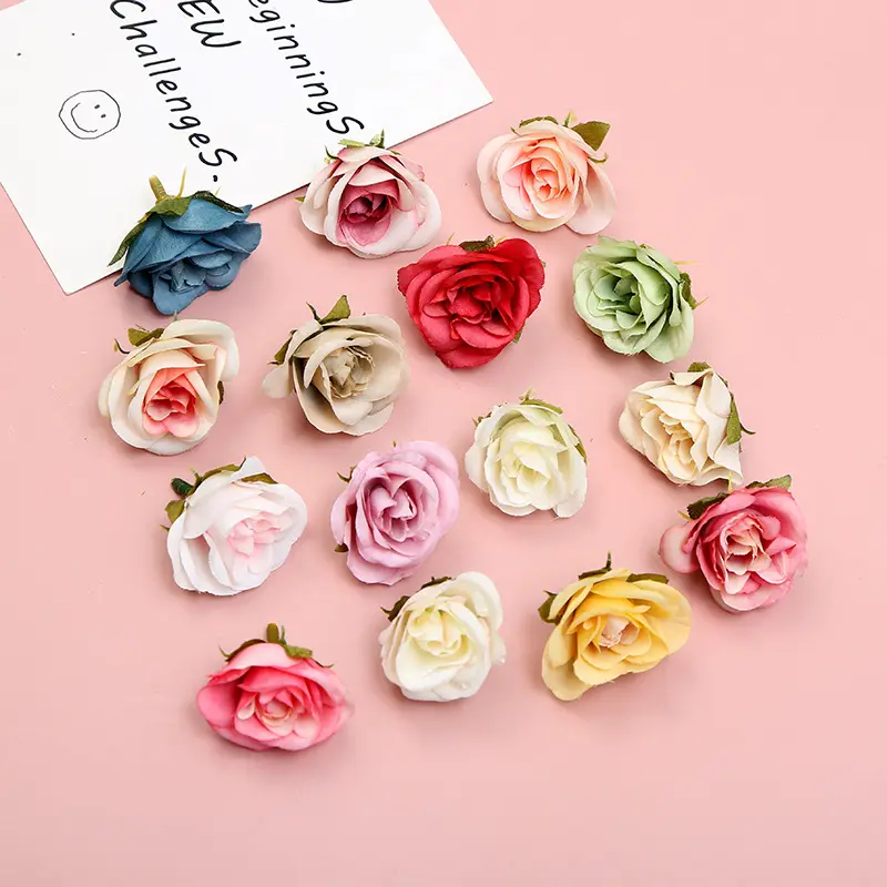 Rosa Artificial de colores para decoración, decoración de pastel de boda