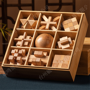 楽しい教育DIY 3D木製パズルセット大人の子供のための4ピースの頭脳ティーザー改善のためのゲームに挑戦 - Product Image 6