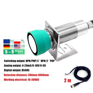 Ultrasonic Distance Sensor,NPN PNP 0~5V 4~20mA 0~10V,0.3m 1m 2m 4m 6m 8m,Water Level Measurement,120~8000mm,Detection Glass