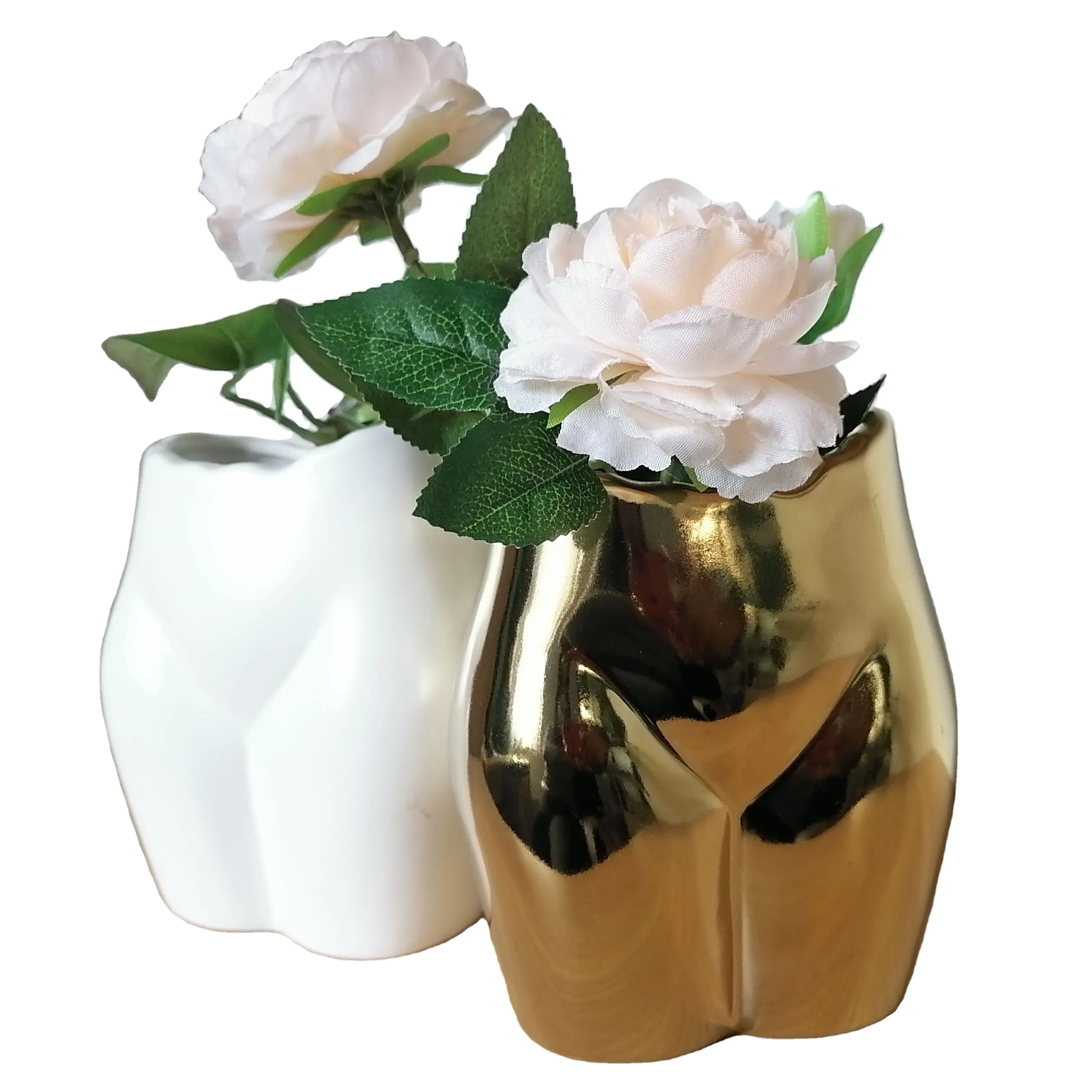 Electro vaso de flores de porcelana, vaso de flores feminino de ouro, criativo, nuo, sexy, pote de flores