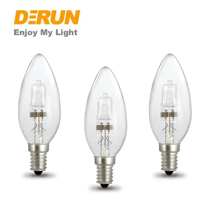 Clear Gold Candle Lamp C35 18W 28W 42W 52W 230V E14 E27 Energy Saver ECO Halogen Bulb G45, V